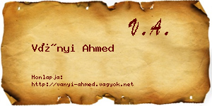Ványi Ahmed névjegykártya
